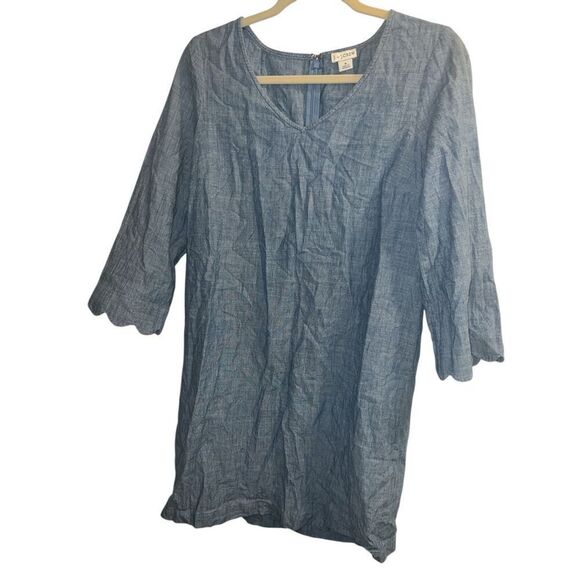 ✨J. By J.Crew Chambray Sz 8 Dress with Scalloped Sleeve✨ - Picture 4 of 9
